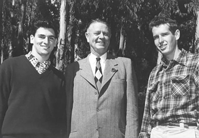 College president Charles S. Morris with student leaders at Coyote Point circa 1949