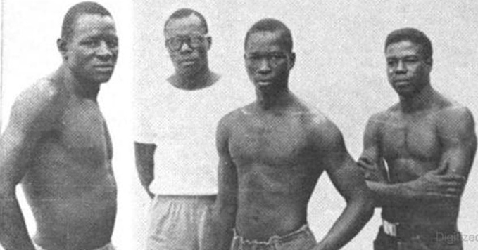 Washington Kingsby, second from left, and Ivoirien boxers he trained on assignment with the Peace Corps for the 1963 Friendship Games in Dakar, Senegal