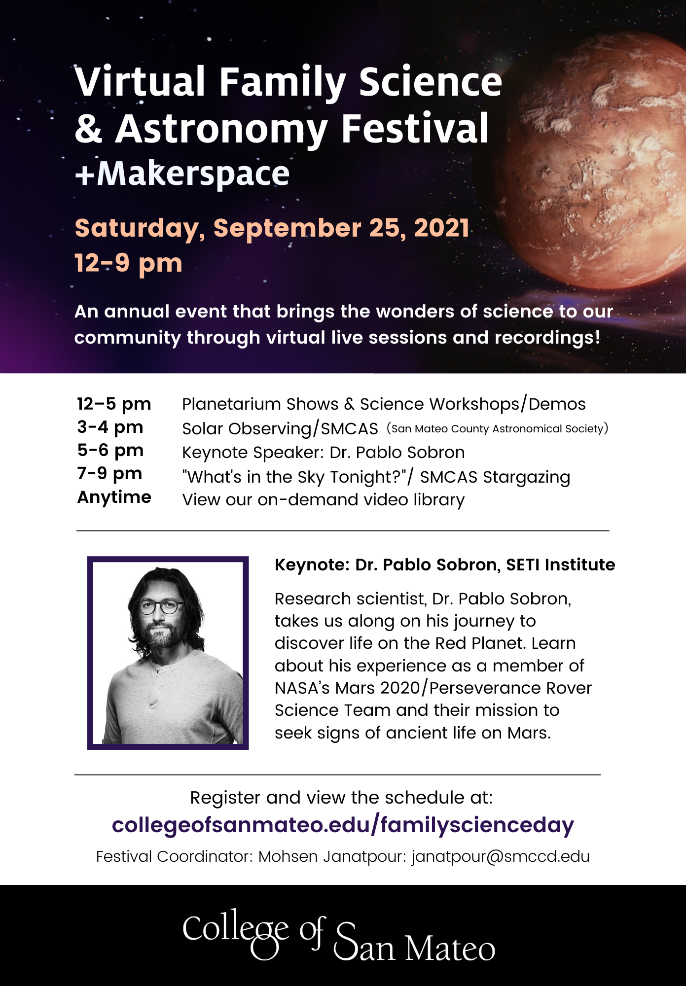 Virtual Family Science & Astronomy Festival + Makerspace Flier