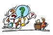 Woman at desk being asked questions