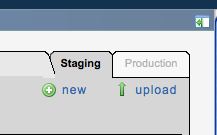 Production tab and upload link