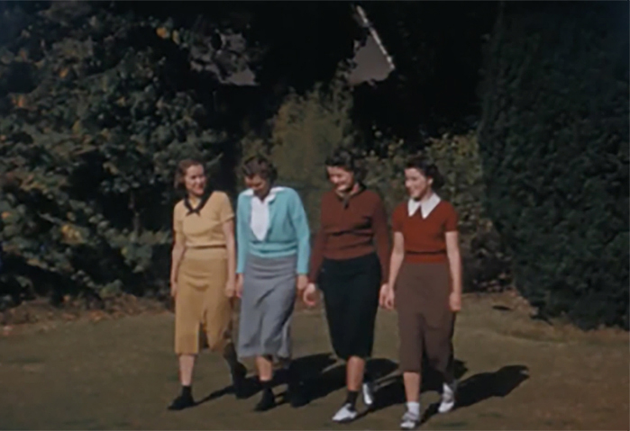 Students stroll the Baldwin campus in this home movie