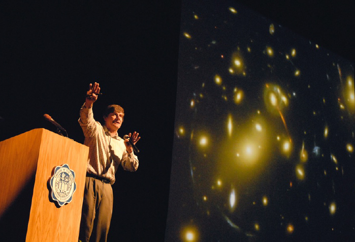 University of California, Berkeley astrophysicist Alex ei Filippenko gives the keynote address on “Dark Energy and the Runaway Universe” at CSM Family Science Day in 2011