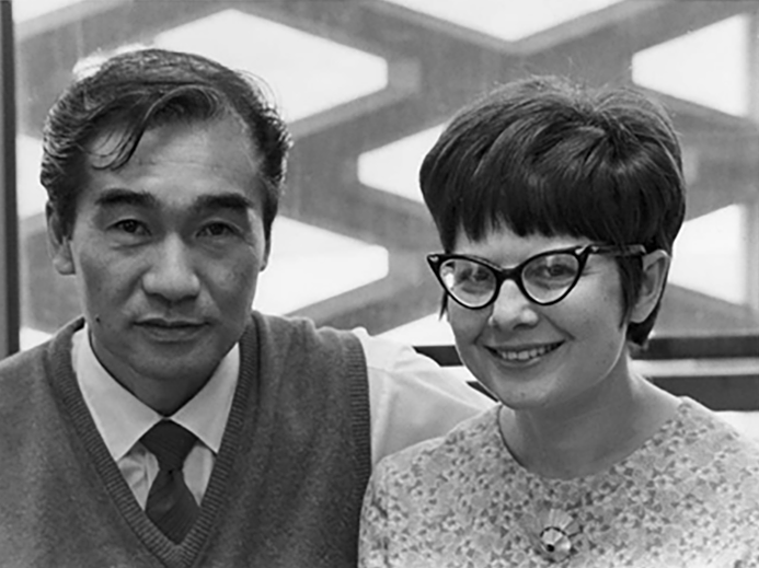 Tanaka with CSM librarian Lynn Cortopassi in the 1960s
