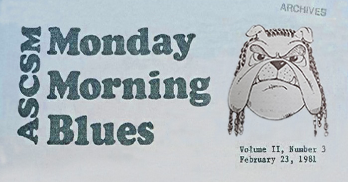 Cover from 1980s issue of student-produced Monday Morning Blues.