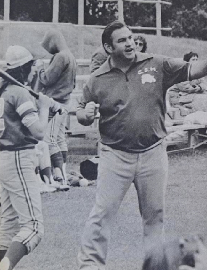 Martinez with his softball players in 1983